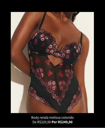 Body Sem Manga Renda Melissa Colorido